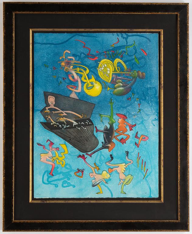 Roberto Matta, etching in colours, signed 6/75.
