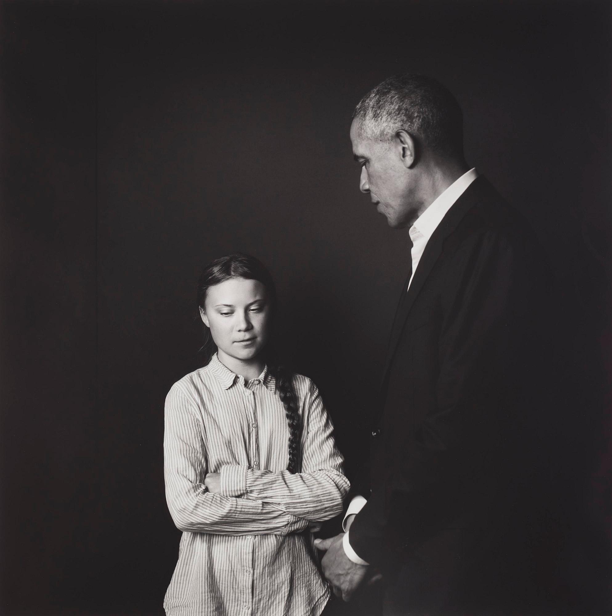 Max Modén, "Greta Thunberg and Barack Obama at the Grand Hotel", 2019.