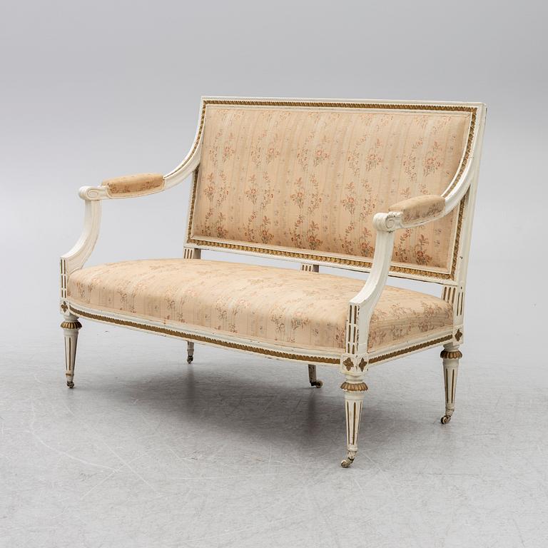 Sofa, by Johan Hammarström (master in Stockholm 1794-1812), Late Gustavian, circa 1800.