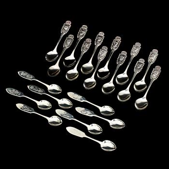 PARTI SKEDAR, 20 st, silver, 1900-talets andra hälft. Vikt 260g.