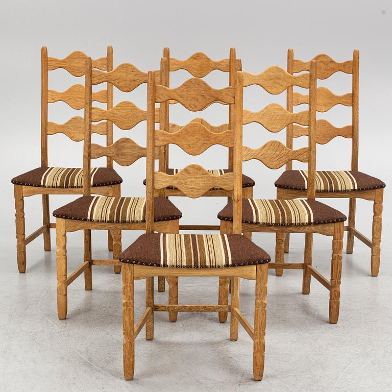 Henning Kjærnulf, a set of six 'Razorblade' chairs, Denmark, 1960's.