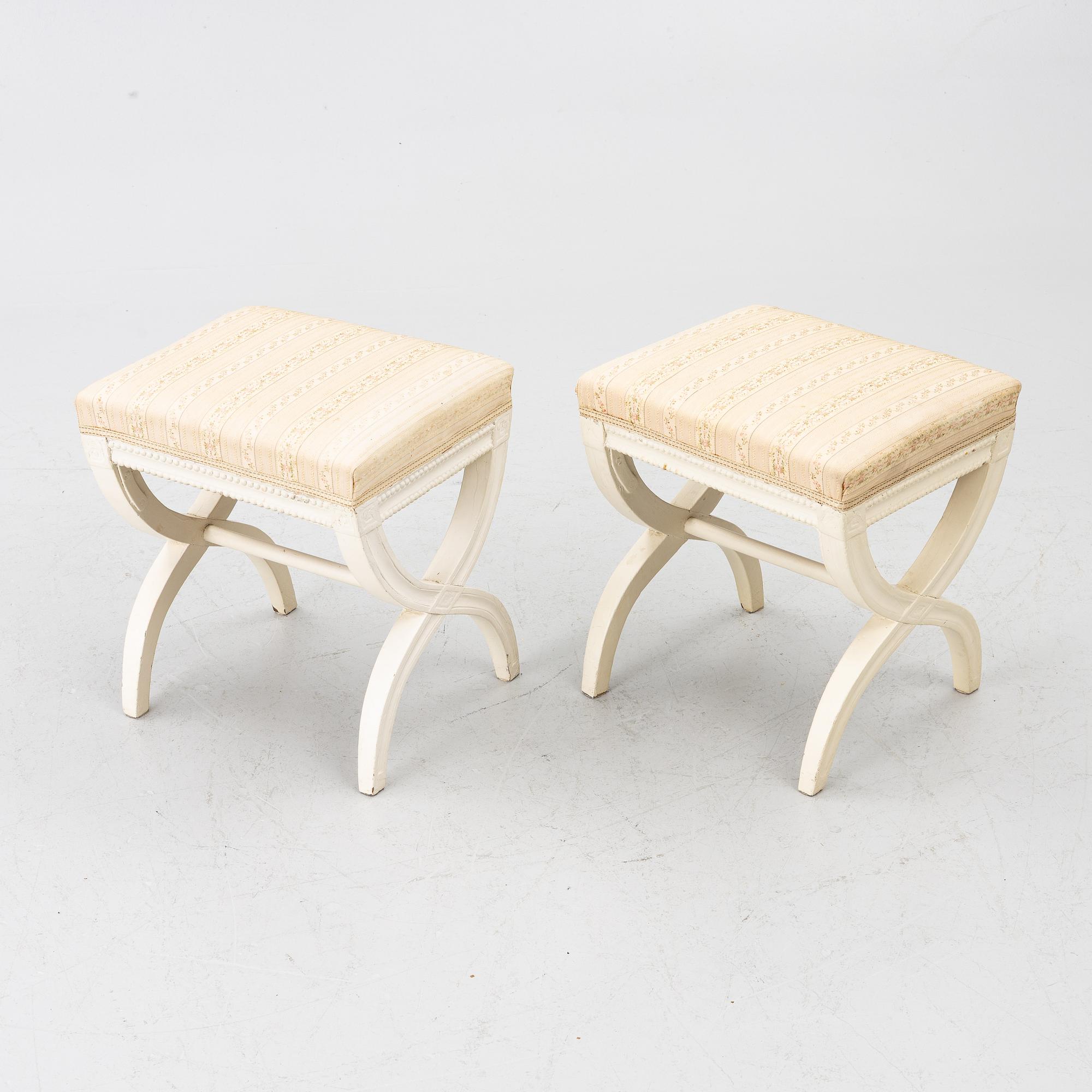 A pair of Late Gustavian stools, circa 1800.