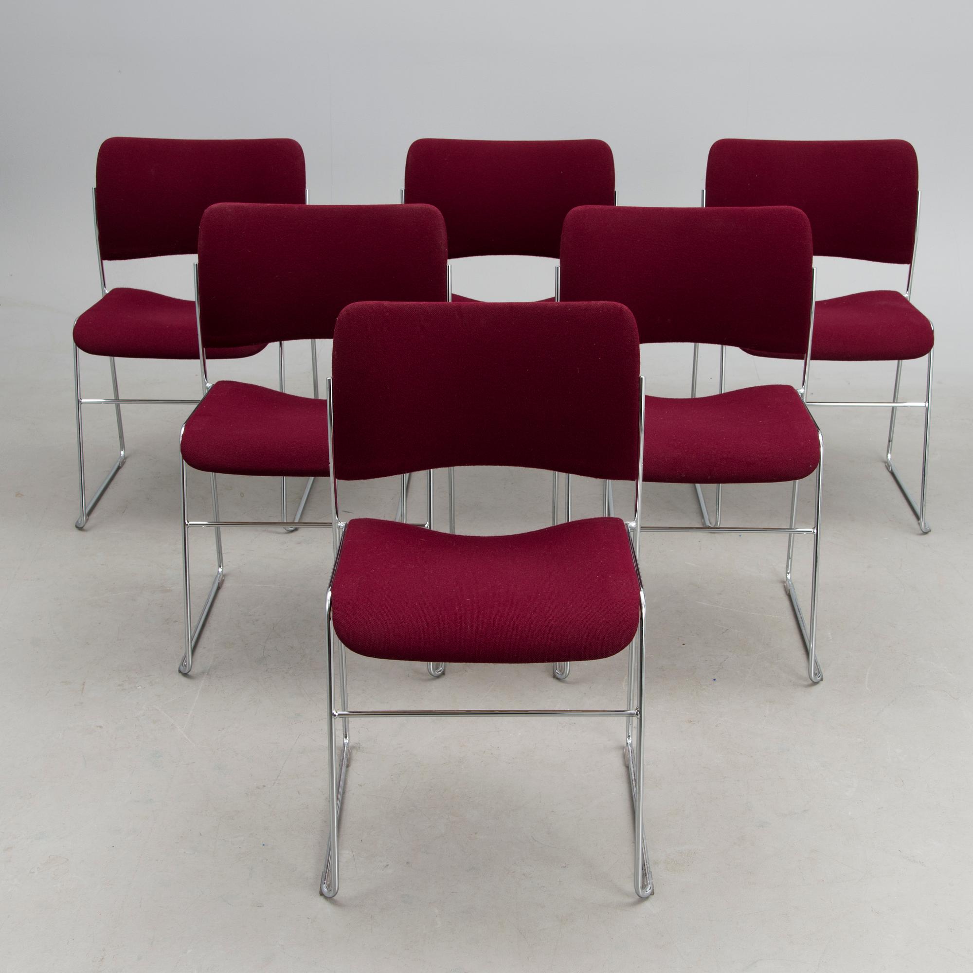 Six "40/4" chairs, model designed by David Rowland for Howe, Denmark in 1964.