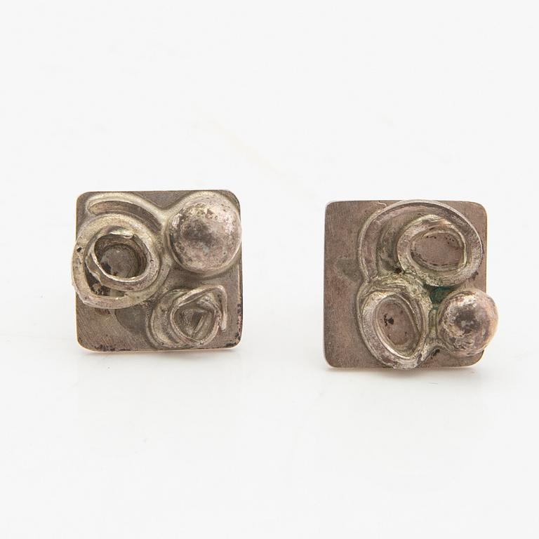 Berit Johansson, earrings and brooch silver 1960s.