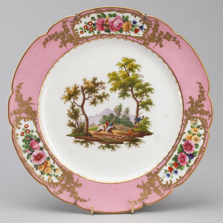 TALLRIKAR, 2 st, porslin, empire, Feuillet a Paris, Frankrike ca 1820-1840.