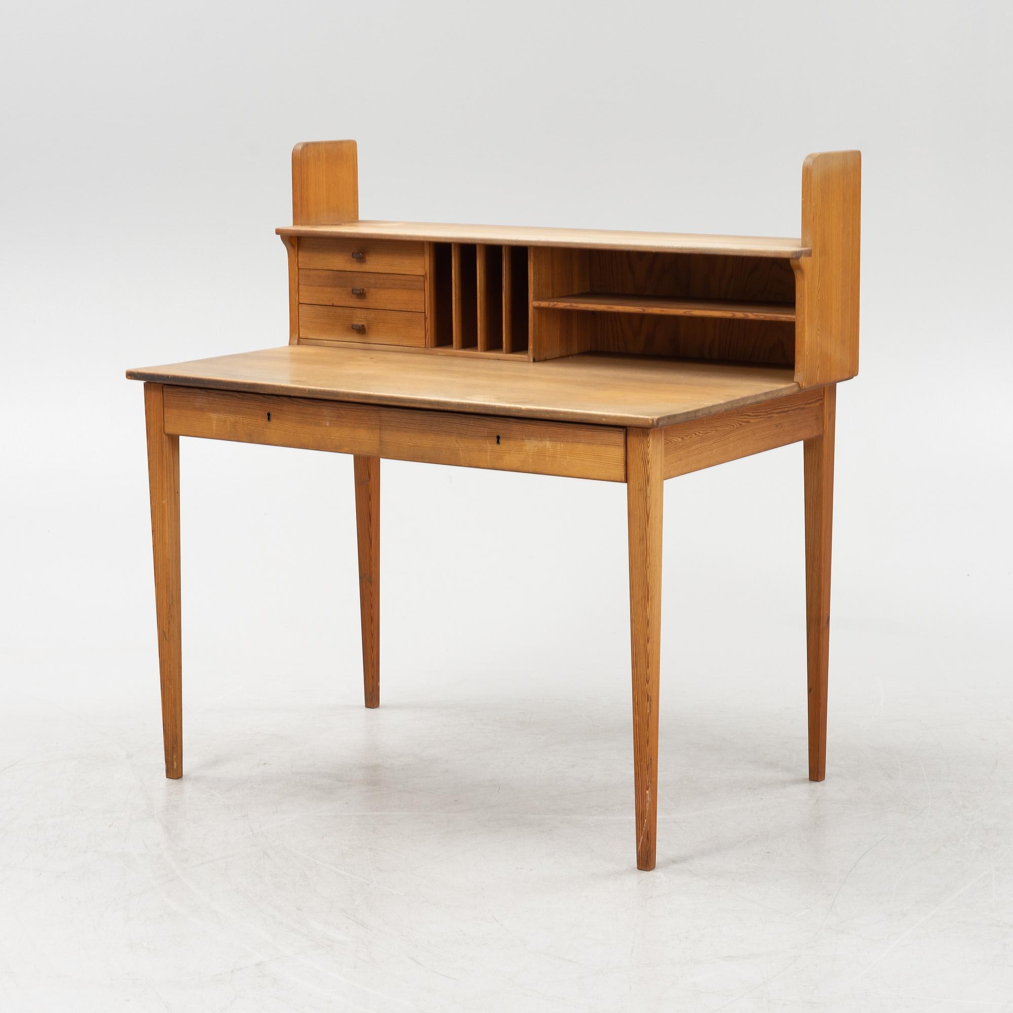 Carl Malmsten, a 'Fryklund' pinewood desk.
