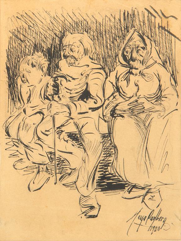 Hugo Carlberg, teckning signerad och daterad 1900.