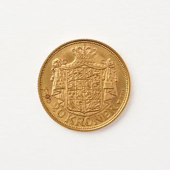 Frederik VIII, gold coin, Denmark, 20 kr, 1910.
