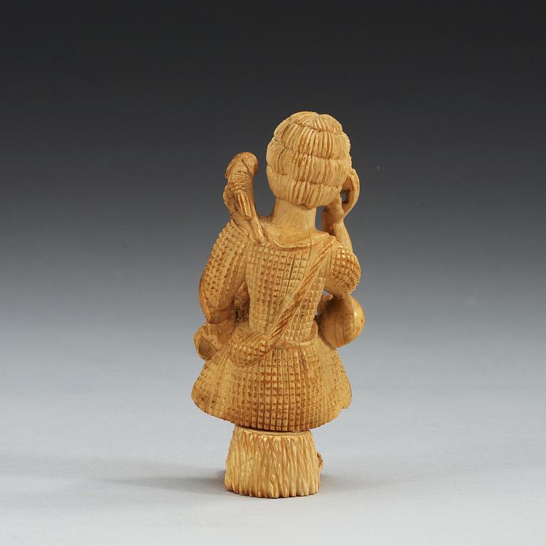 A carved ivory figure of Christ the Good Shepherd, 18th Century or older, Goan.