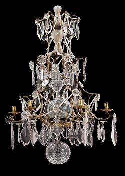 604. A Swedish Rococo 18th Century six-light chandelier.
