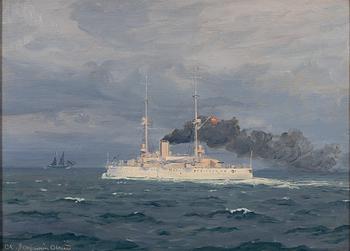 Christian Benjamin-Olsen, The Armoured Ship "Valkyrien" newly painted.