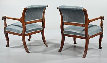 KARMSTOLAR, ett par, empire, 1800-talets första hälft.