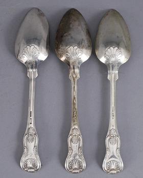 MATSKEDAR, 5+3, silver, modell Engelsk snäck, bla Anders Wedin, Söderhamn, 1864-74. Tot ca 466 gram.