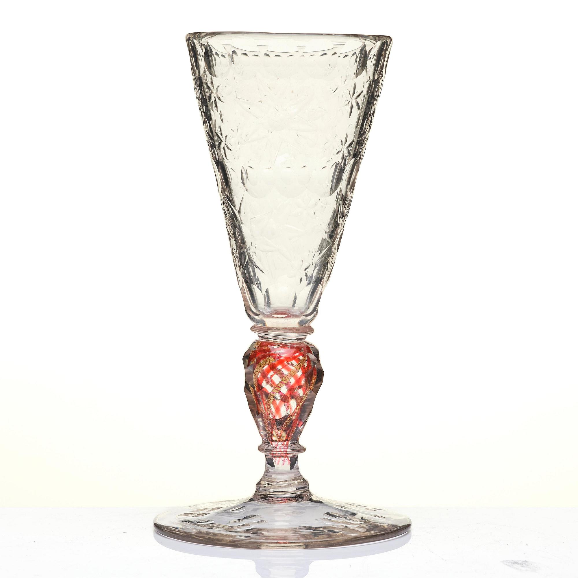 A German cut glass goblet, 18th century.