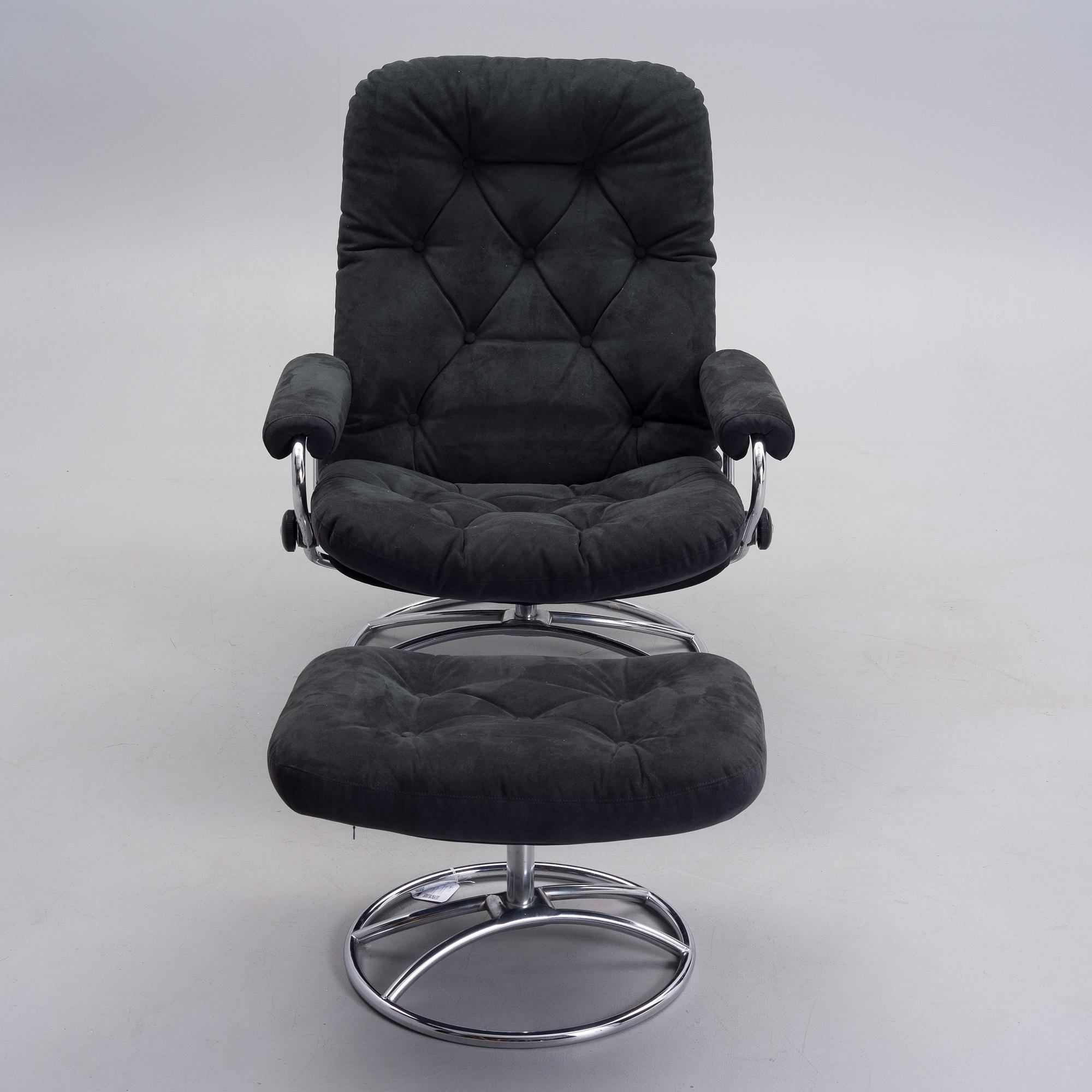 FÅTÖLJ, samt FOTPALL, "Stressless" Jens Ekornes, Ekornes AS Norge, 1970-tal.
