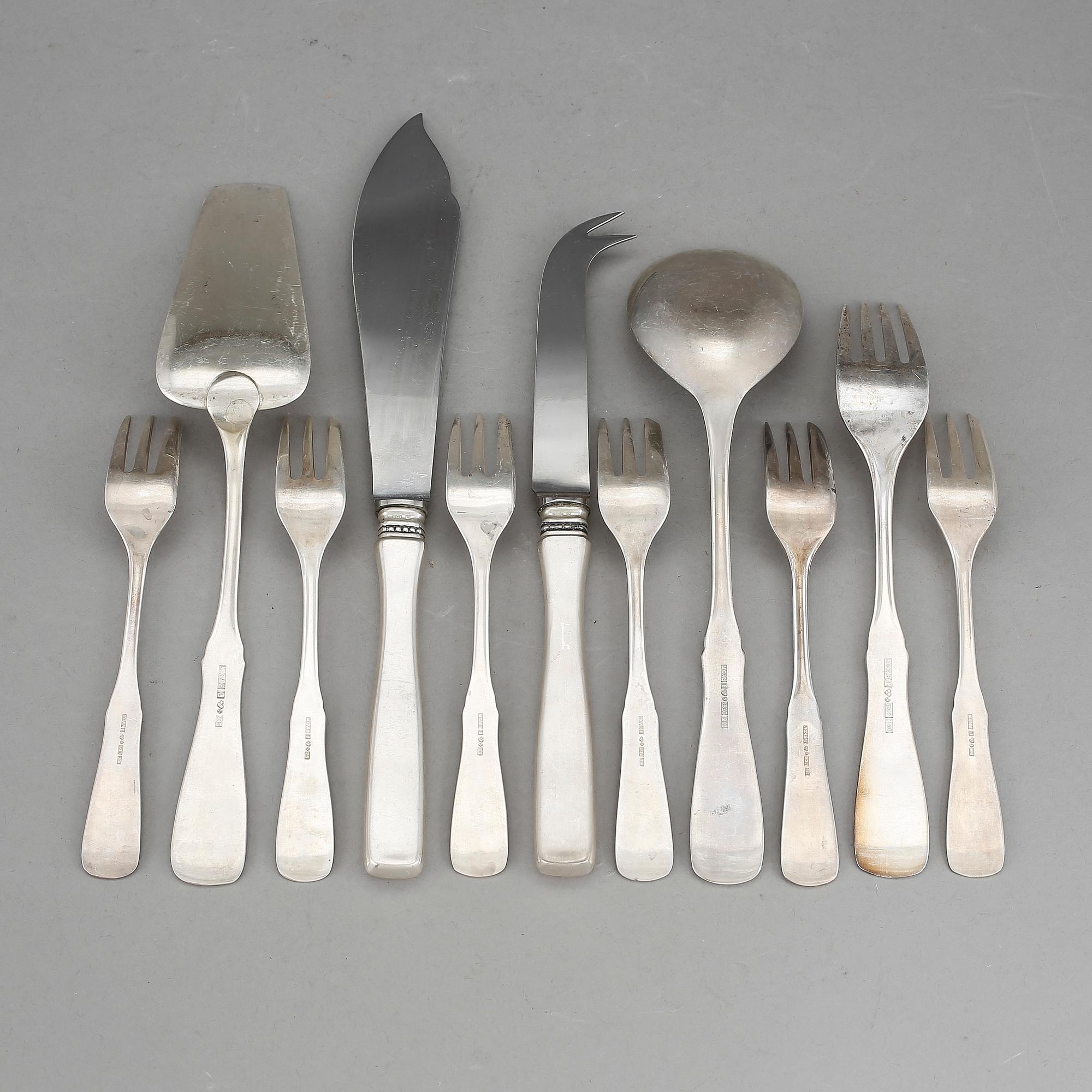 BESTICK, silver, 20 delar, silver, K G Markströms Guldsmeds AB, Uppsala, 1900-talets andra hälft. Totalvikt ca 760 g.