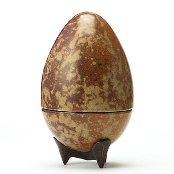 Hans Hedberg, a two piece faience egg, Biot, France.