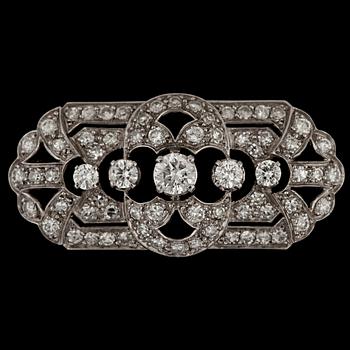 1257. An old cut diamond brooch, tot. app. 2.50 cts.