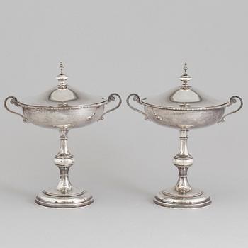 A PAIR OF SWEDISH SILVER SUGAR BOWLS by Gustaf Möllenborg, Stockholm 1877.