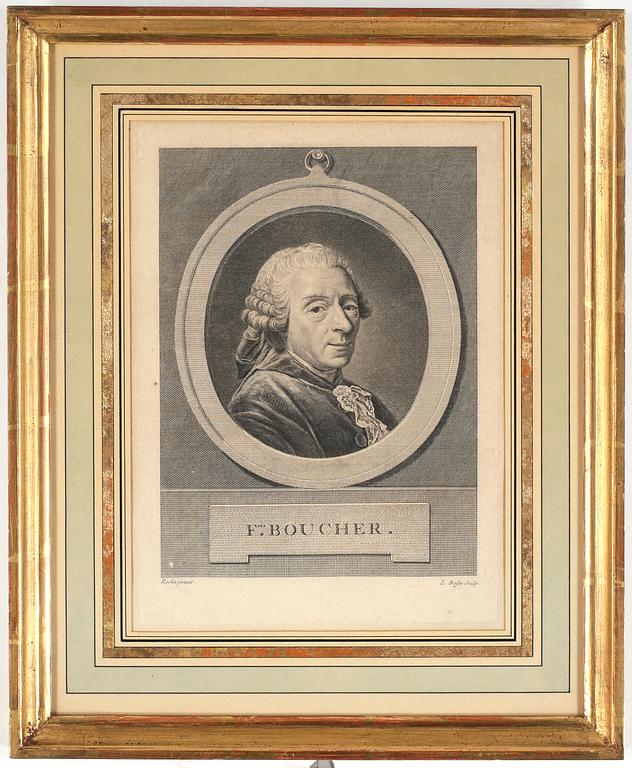 ALEXANDER ROSLIN, efter, gravyr, föreställande Boucher, 1700-tal.