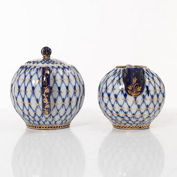 A 35-piece 'Cobalt Net' porcelain  Lomonosov, Soviet Union.