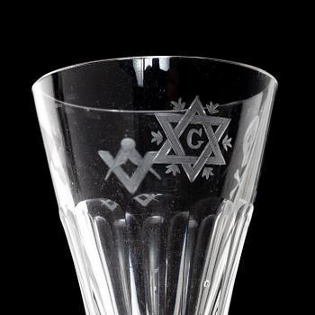 Masonic glasses, 8 pcs (6+1+1), 20th century.