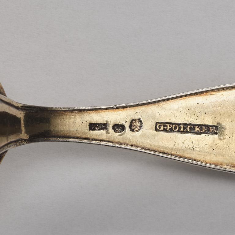 A Swedish early 19th century silver-gilt medicin-spoon, mark of Gustaf Folcker, Stockholm 1816.