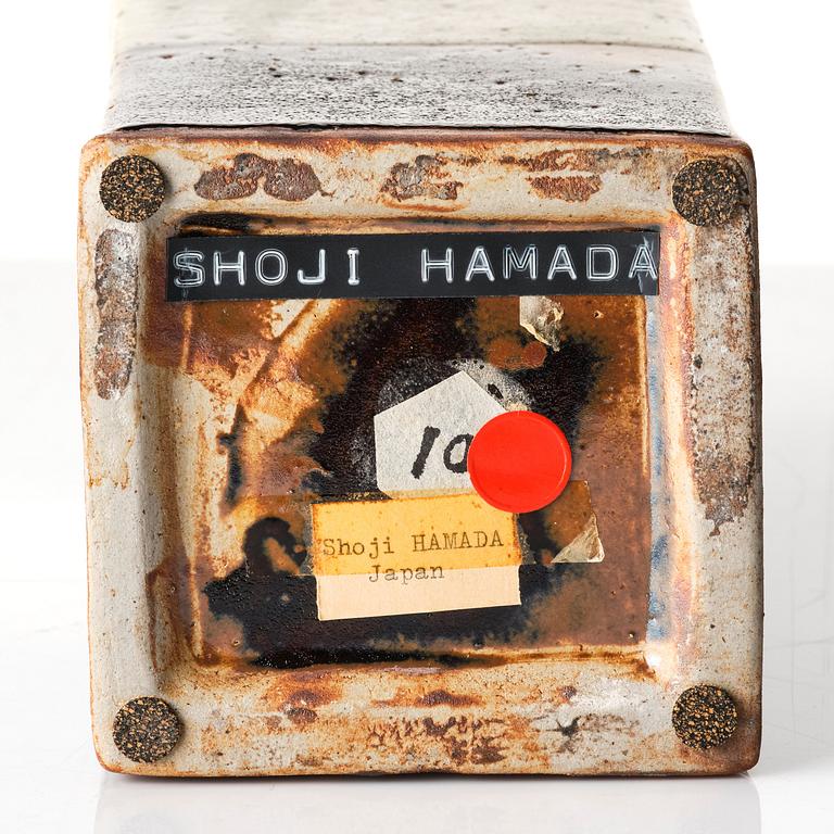 Shoji Hamada, a square stoneware bottle/vase, Japan, 1960s.