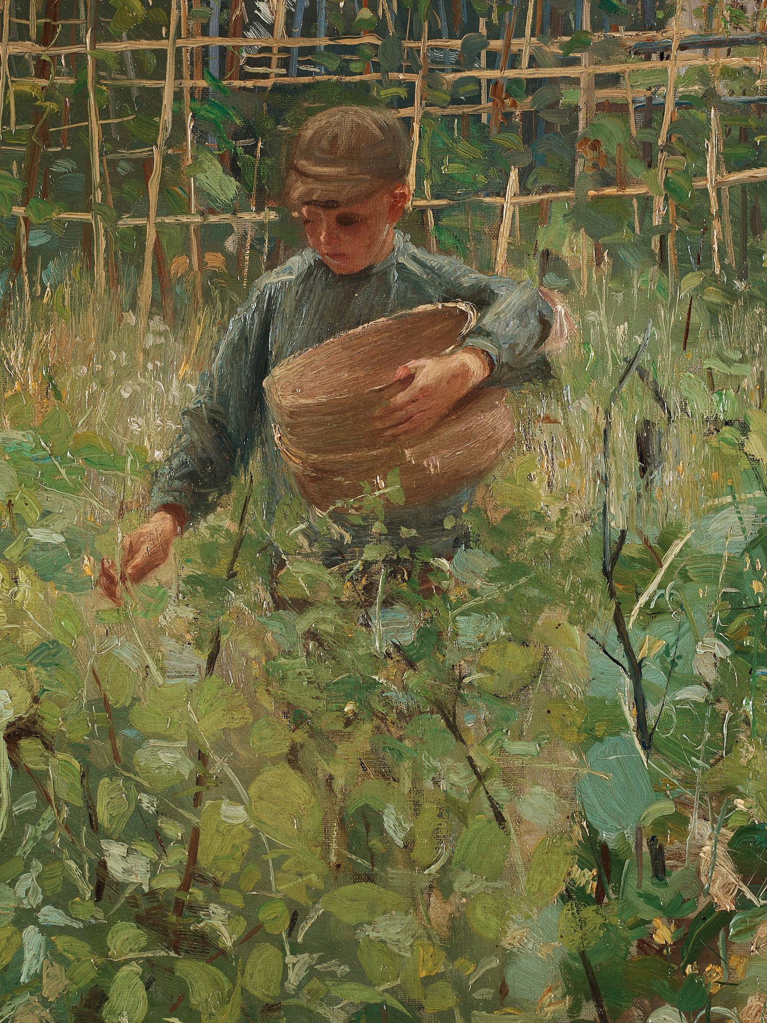 Gerda Roosval-Kallstenius, Harvesting in the kitchen garden.