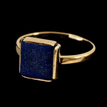 GARNITYR, 4 delar, 18k guld med lapis lazuli, Wiven Nilsson, Lund 1940 - 59. Tot vikt 69 g.