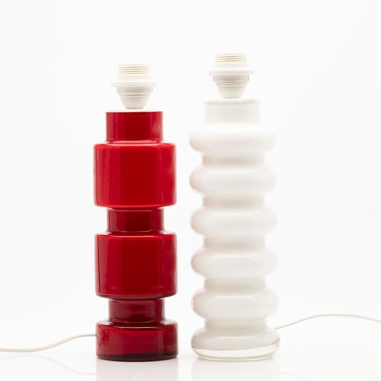Peo (Per-Olof) Ström, Table lamps, 2 pcs, glass, Alsterfors, 1960s.