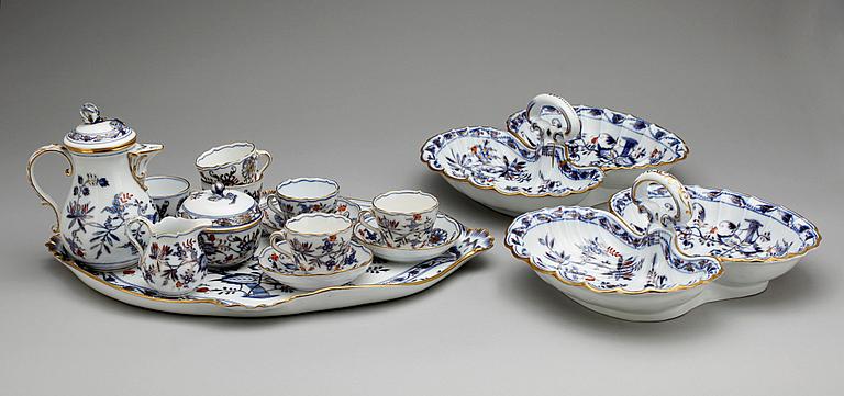 KAFFESERVIS, porslin, 9+3 delar, Meissen, 1900-tal.