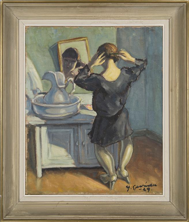 Yrjö Saarinen, 'Matkustajakodissa' (In a hostel).