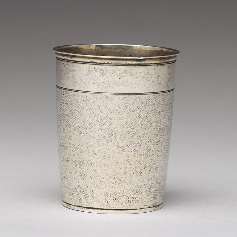 A German 17th century parcel-gilt silver beaker, mark of Thomas Ringler, Nürnberg (1661-1704).