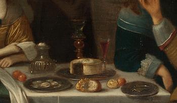 Christoph Jacobsz van der Lamen Circle of, Elegant company eating, drinking and music-making.