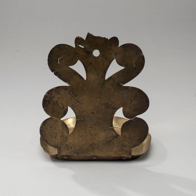 VÄGGLAMPETT, mässing, barock, ca 1700.