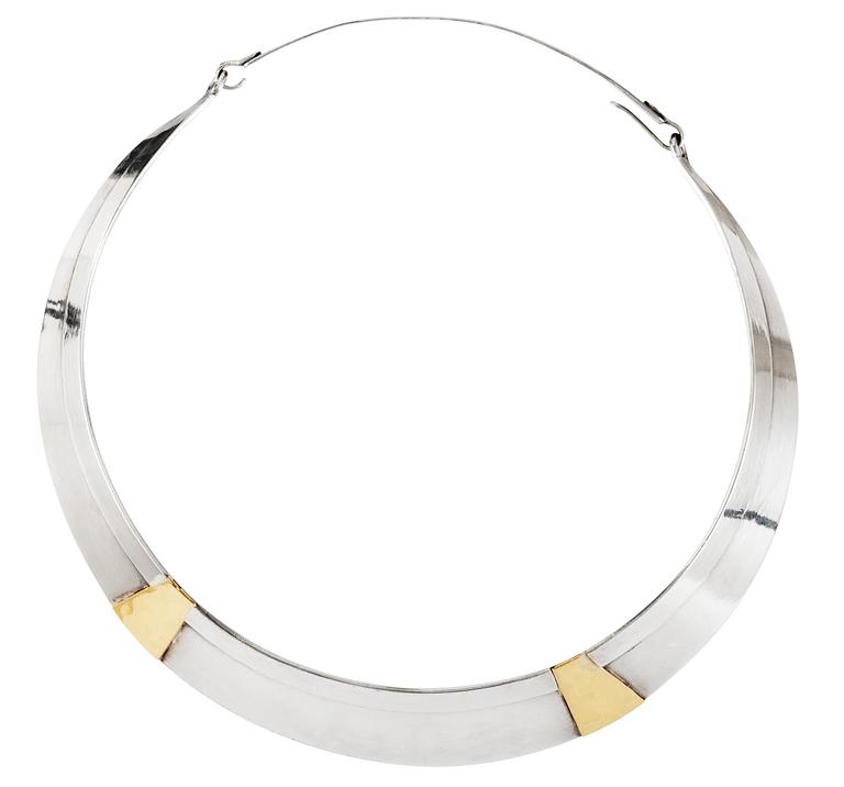 A Birger Haglund silver necklace with details of gold, Stockholm 1989.