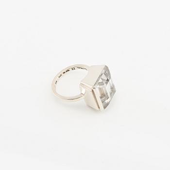 Wiwen Nilsson, ring in sterling silver with a step-cut rock crystal, Lund 1947.