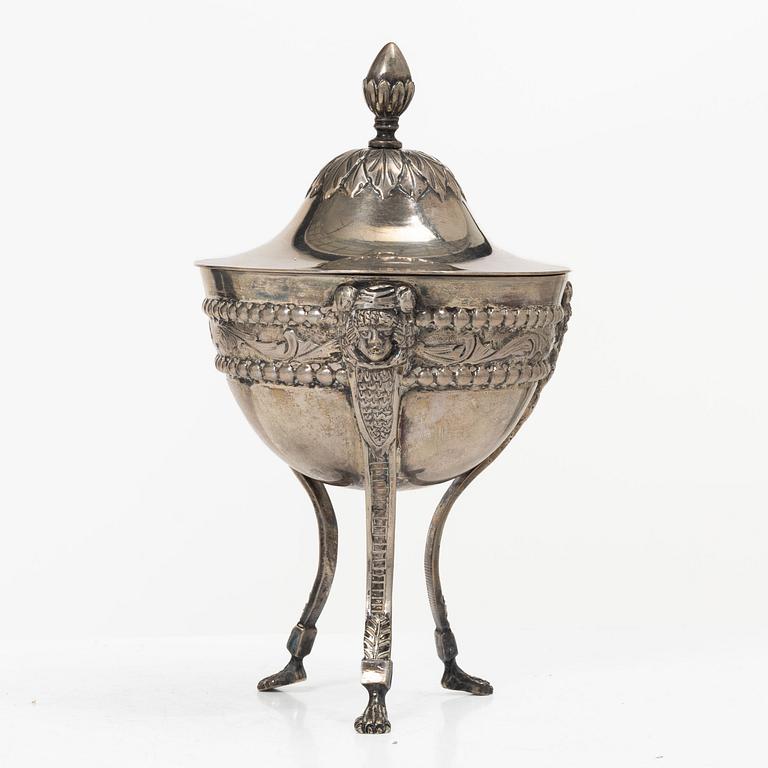 Lidded sugar bowl, silver, Italy, possibly Turin, early 19th century.