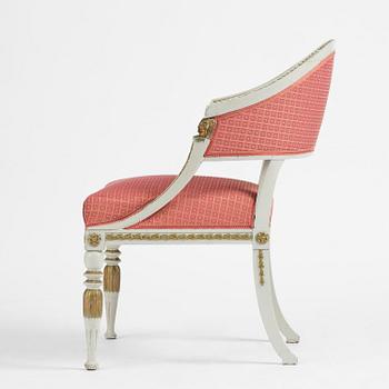 A late Gustavian open armchair attributed to E. Ståhl (master in Stockholm 1794-1820).