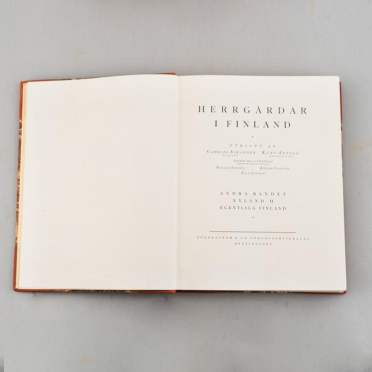 Böcker, 3 band, "Herrgårdar i Finland I-III", Söderström & C:o Förlagsaktiebolag Helsingfors 1928-30.