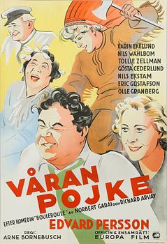 FILMAFFISCH, litografiskt tryck, "Våran Pojke", 1936.