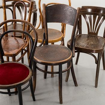 A SET OF 6 DIFFERENT THONET STYLE CHAIRS, 20th century.