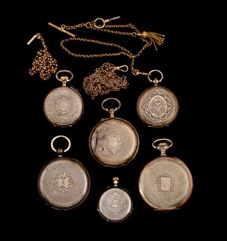 FICKUR, 6 st, silver, omkring år 1900.