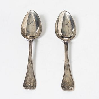 A set of twelve Swedish silver spoons, including Adolf Zethelius, Stockholm 1826.
