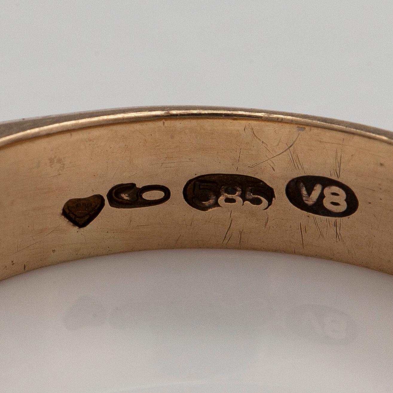 Sormus, briljanttihiotut timantit, 14K kultaa, Kulta-Malli, Helsinki 1998.