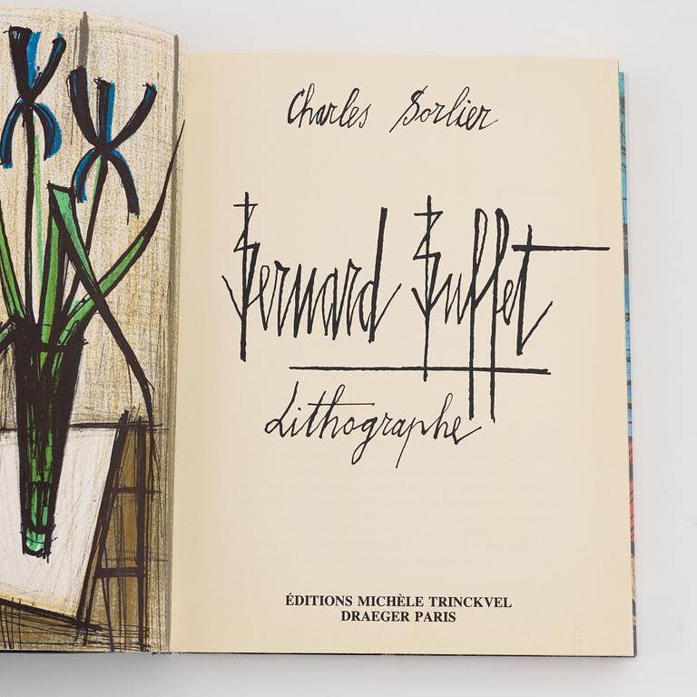 Bernard Buffet, "Bernard Buffet lithographe", 1979, with three colour litographs, signed with dedication.