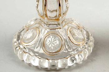 LJUSSTAKAR, ett par, glas, 1800/1900-tal.