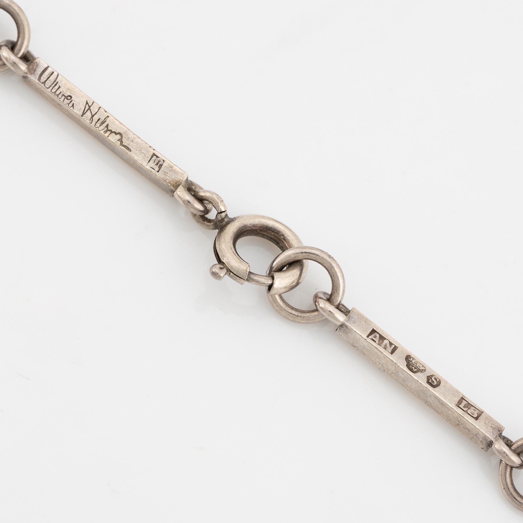 Wiwen Nilsson, hängsmycke, silver med fasettslipad bergkristall, Lund, 1937.