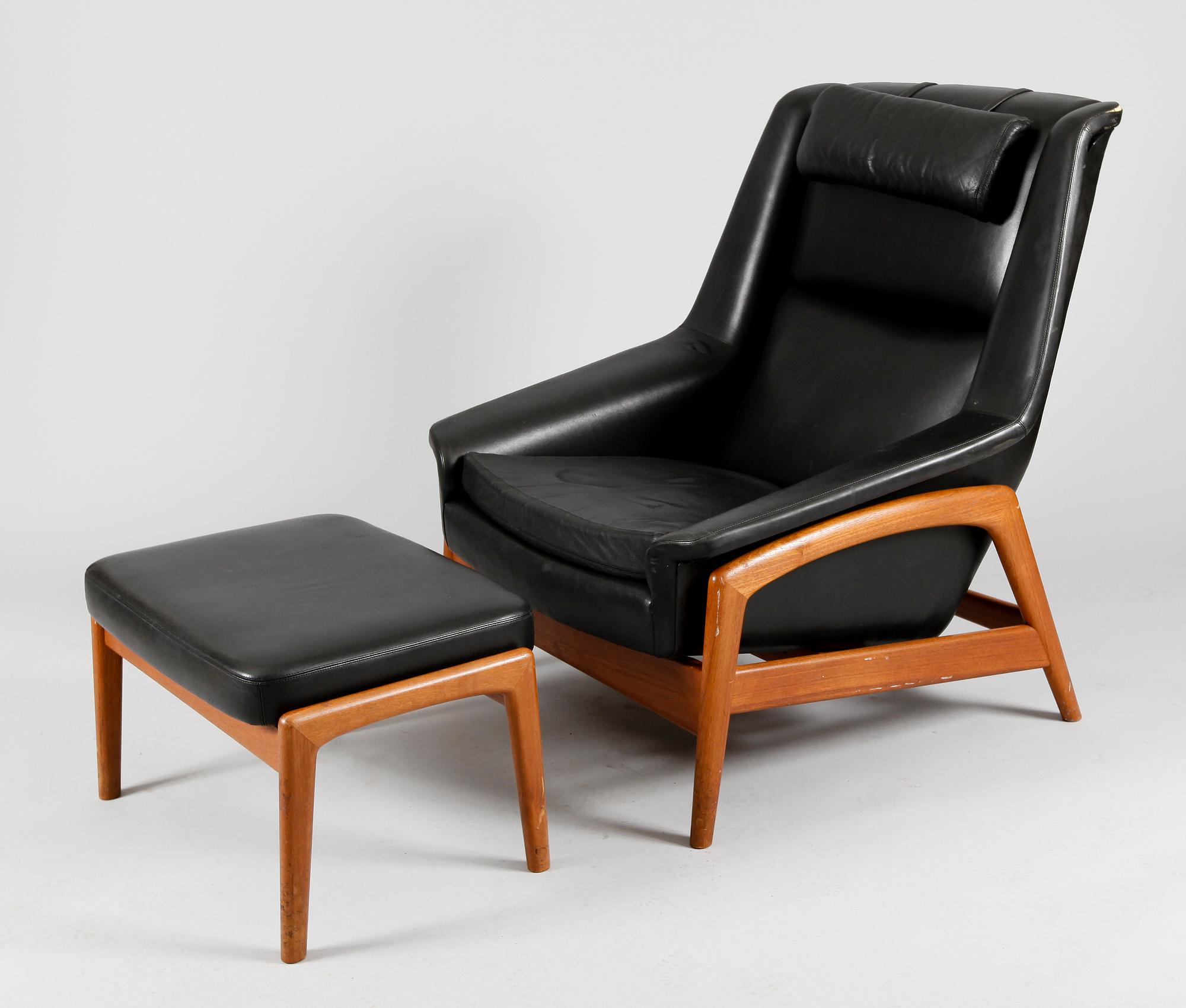 FÅTÖLJ OCH FOTPALL, Dux, 1960-tal.